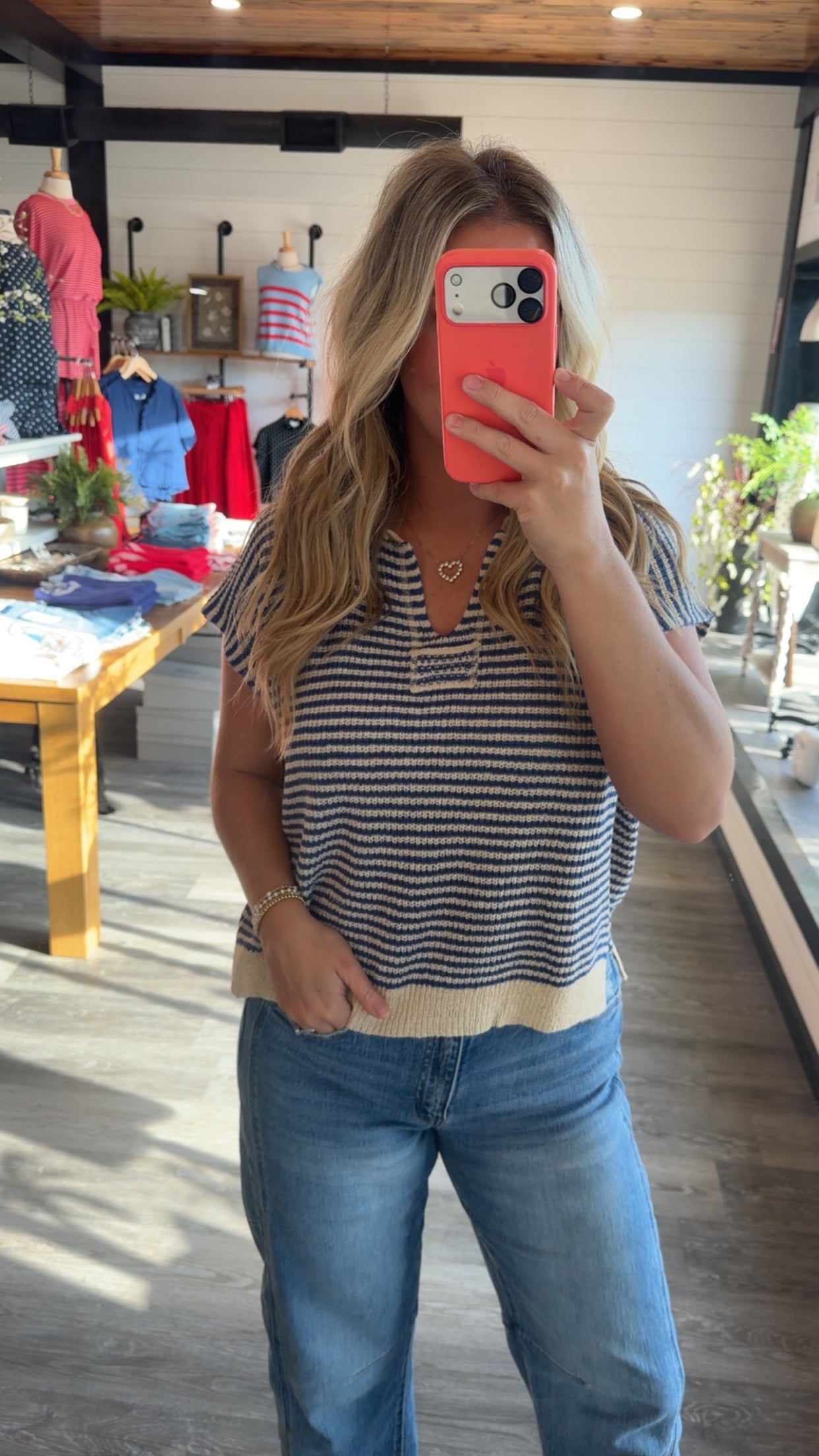 Victoria Blue Striped Top
