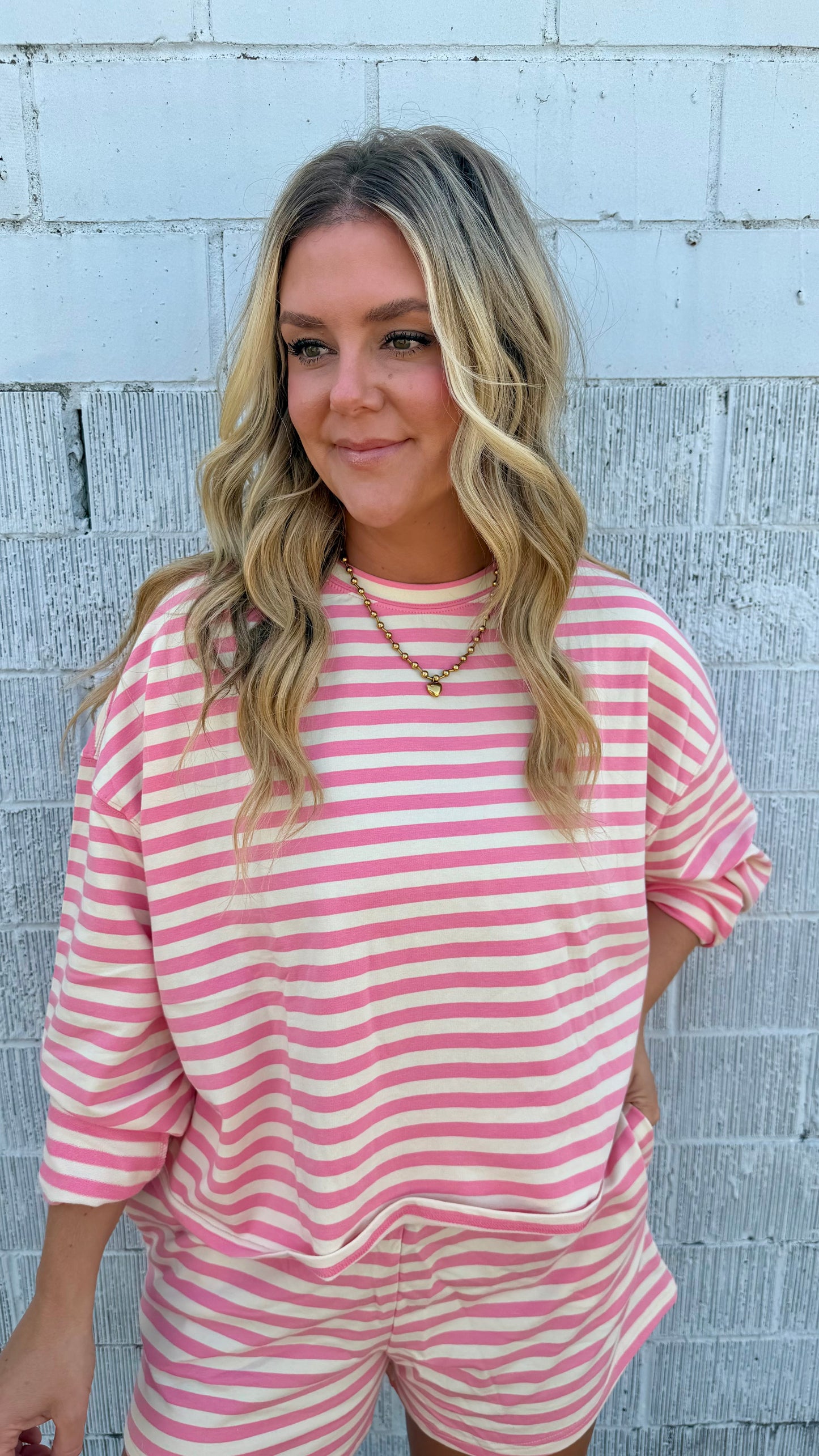 Luna Striped Top - Pink