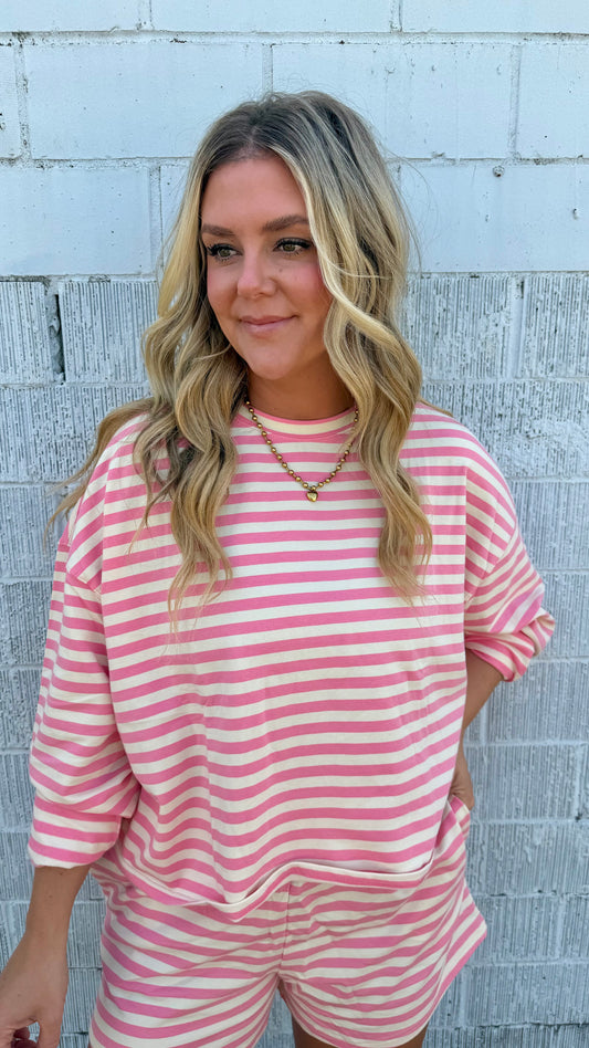 Luna Striped Top - Pink