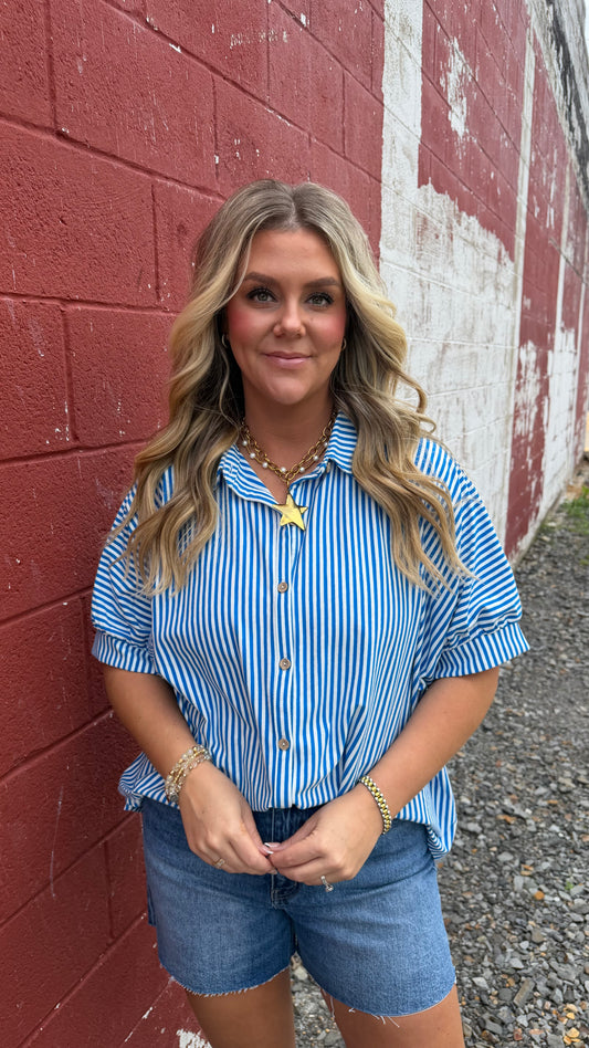 Ginny Striped Top - Blue