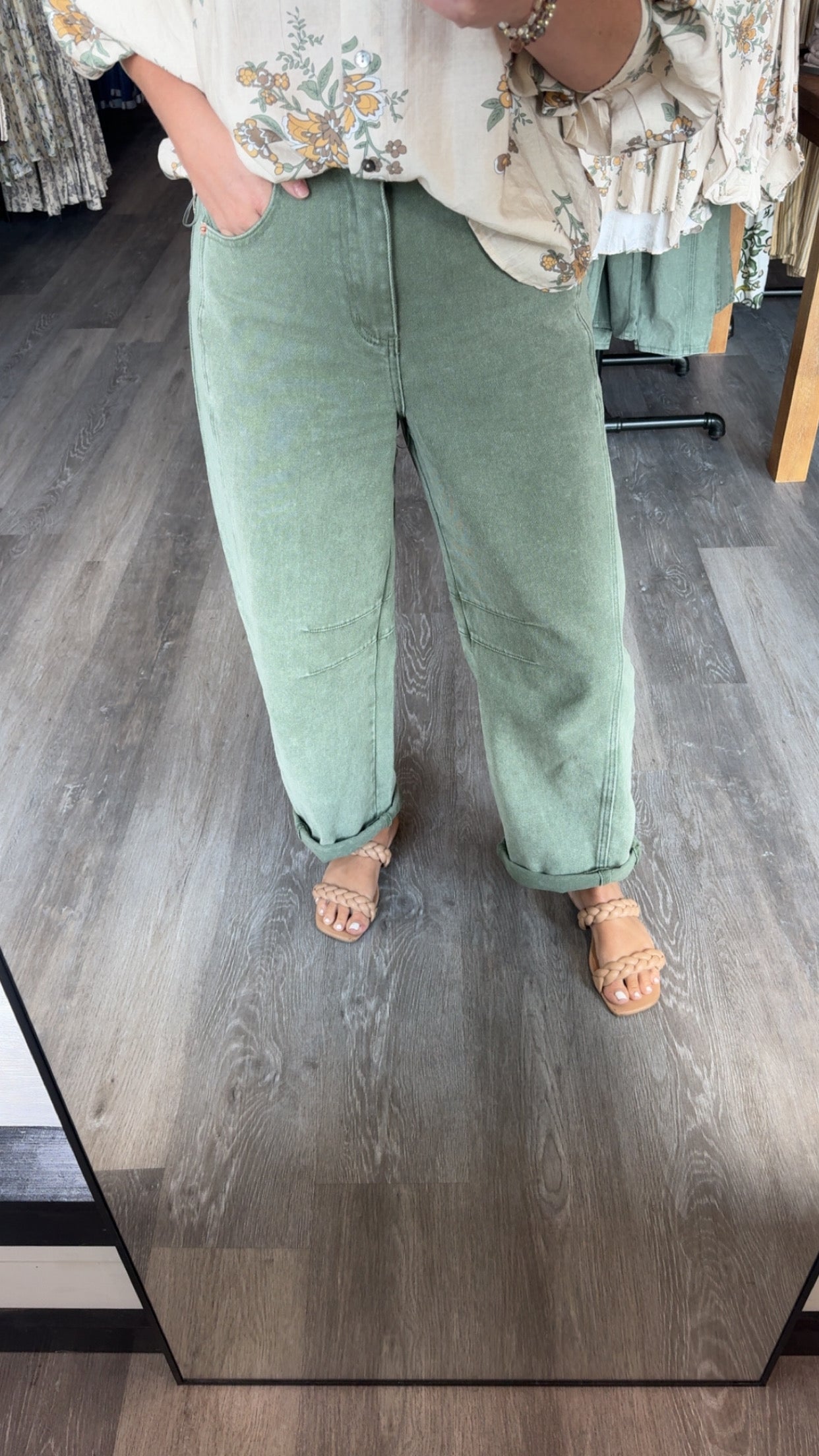 Brianna Barrell Jeans - Olive