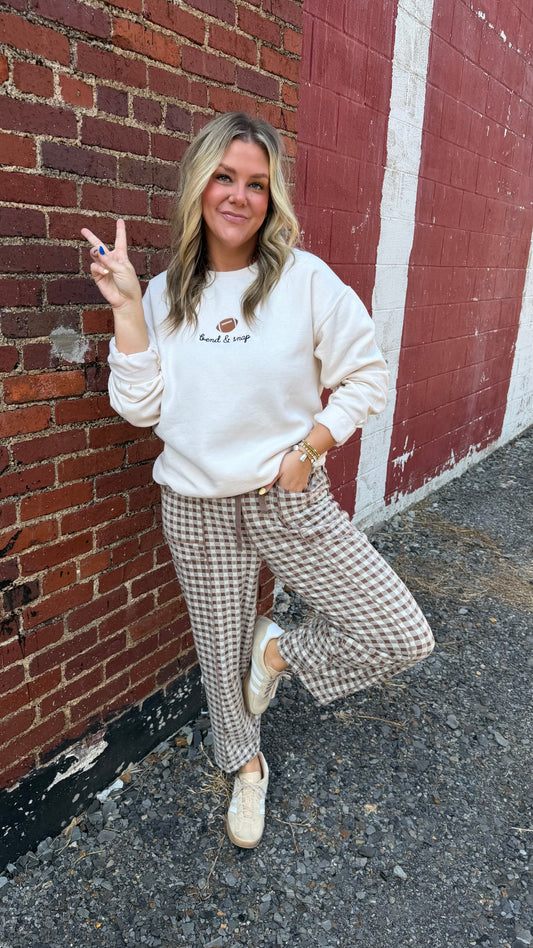 Checkered Barrel Sweatpants - Brown