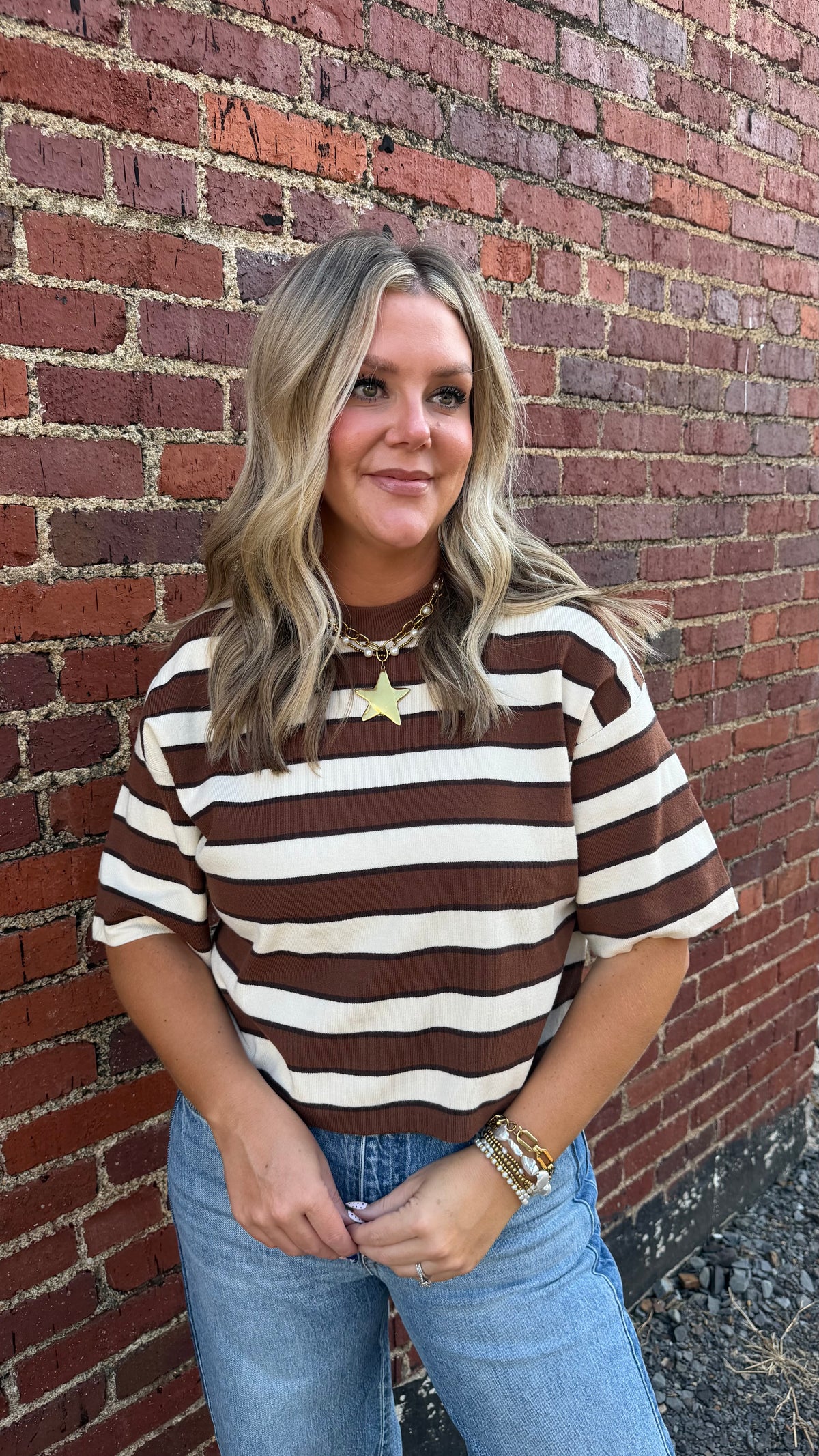 Blake Striped Top - Brown
