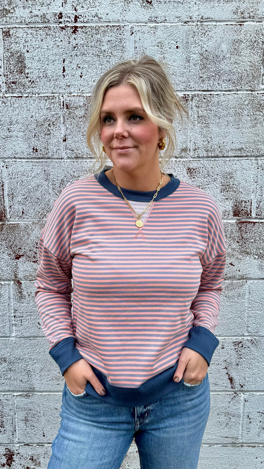 Shelia Striped Pullover - Pink