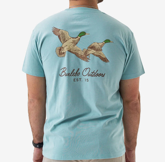 Burlebo Flying Mallard Tee - Heather Sky Blue