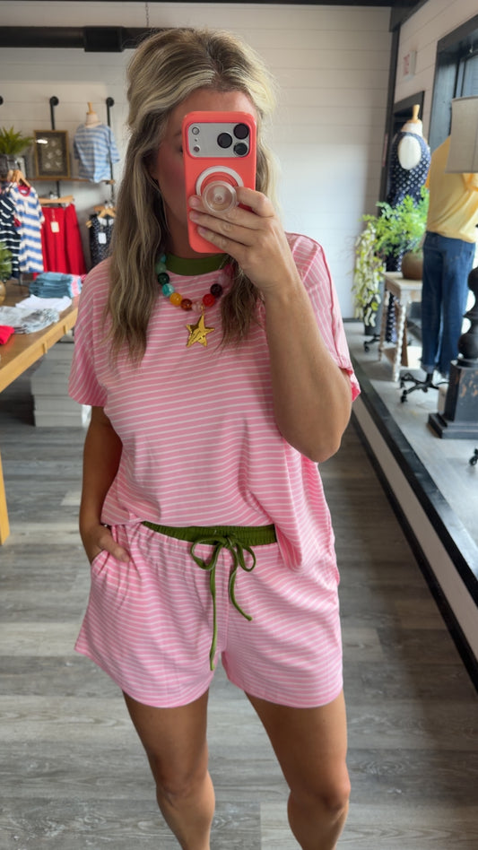 Feeling Dreamy Striped Set - Candy Pink