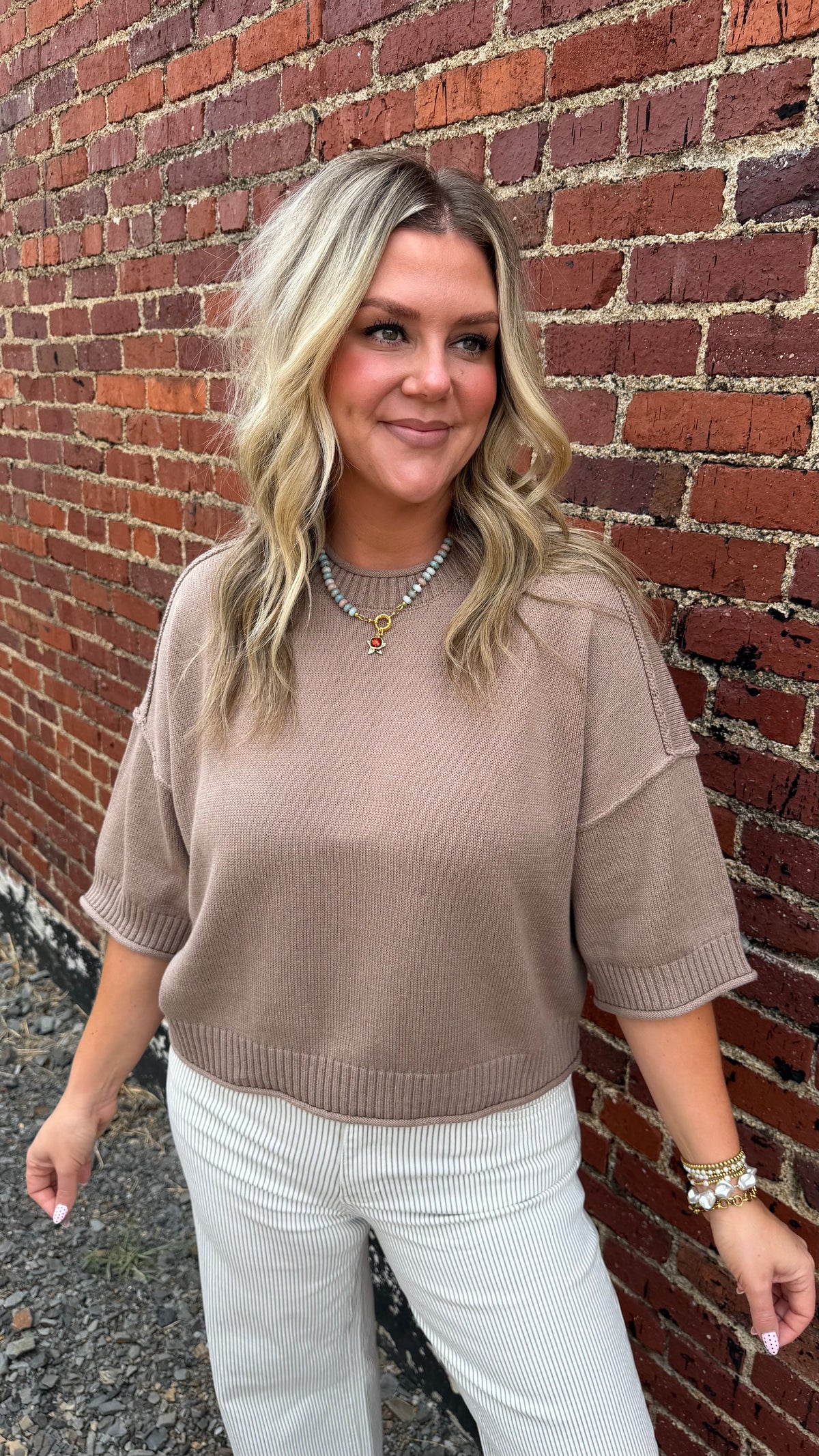 Aspen Exposed Seam Top - Taupe