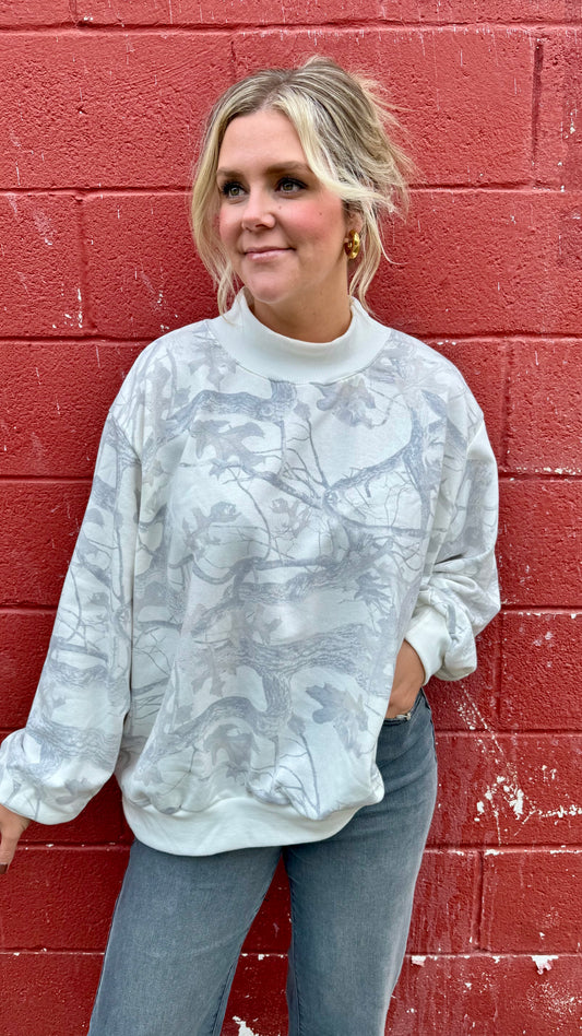 Camo Mock Neck Sweater