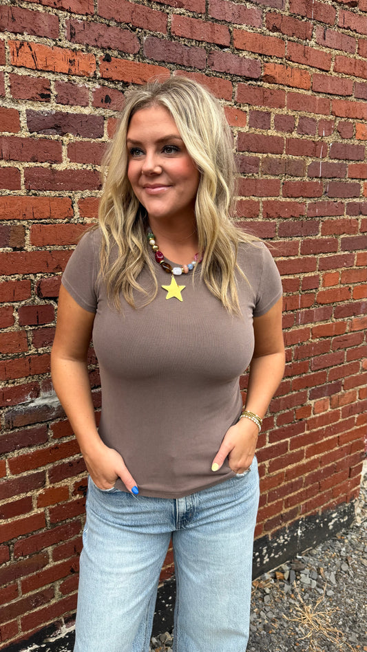 Kori Classic Ribbed Tee - Brown
