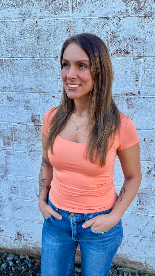 Serena Square Neck Top - Orange