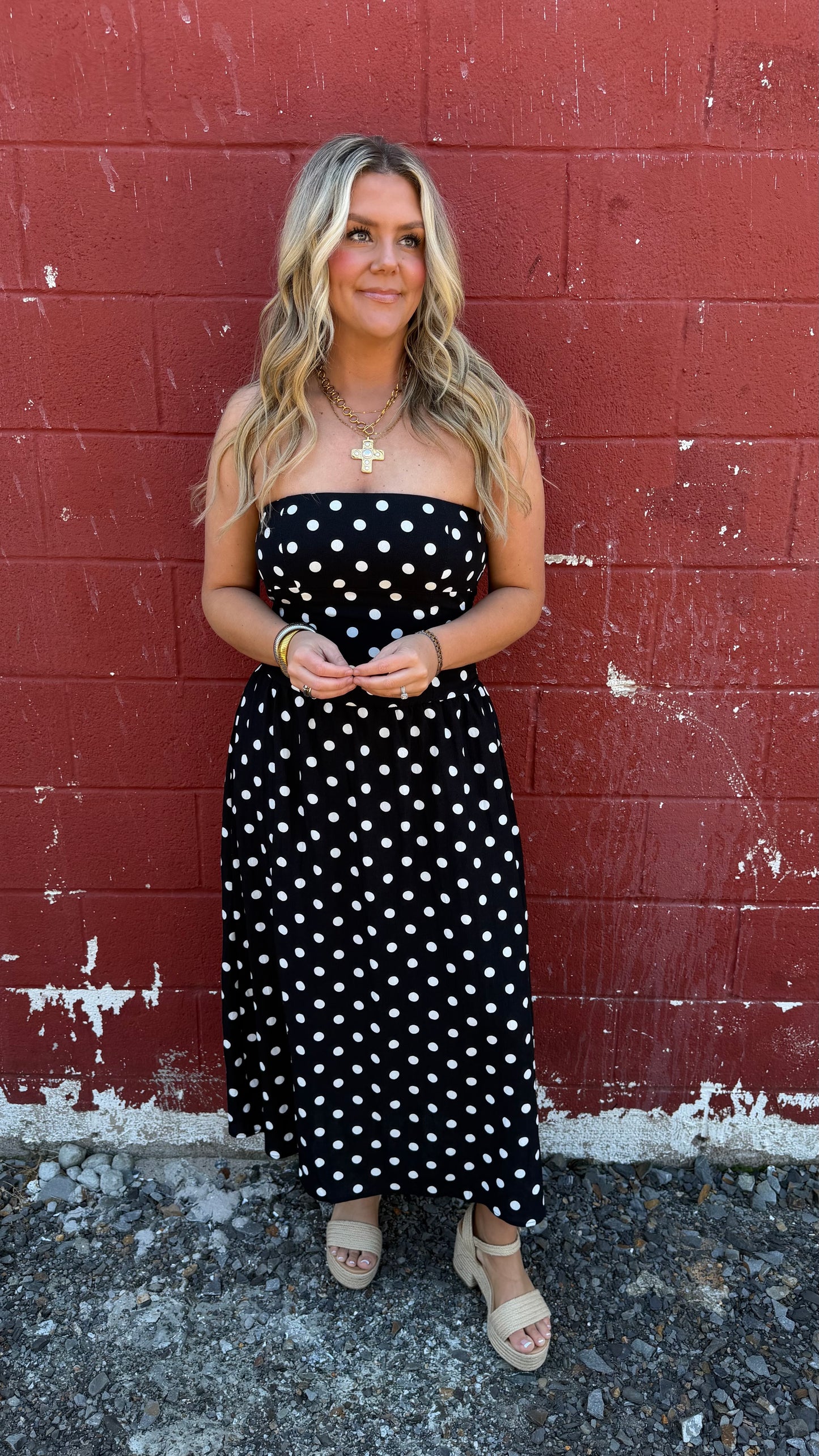 Strapless Polka Dot Dress