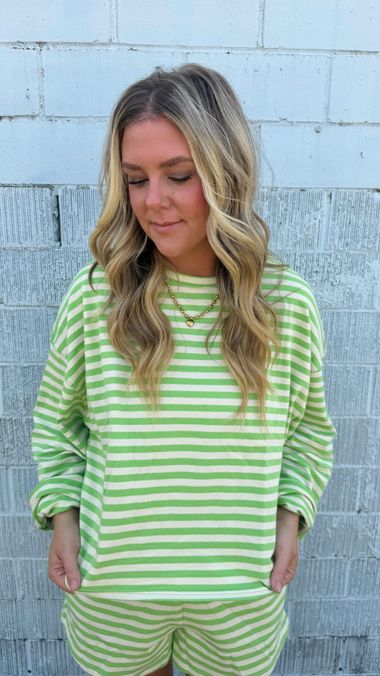 Luna Striped Top - Lime