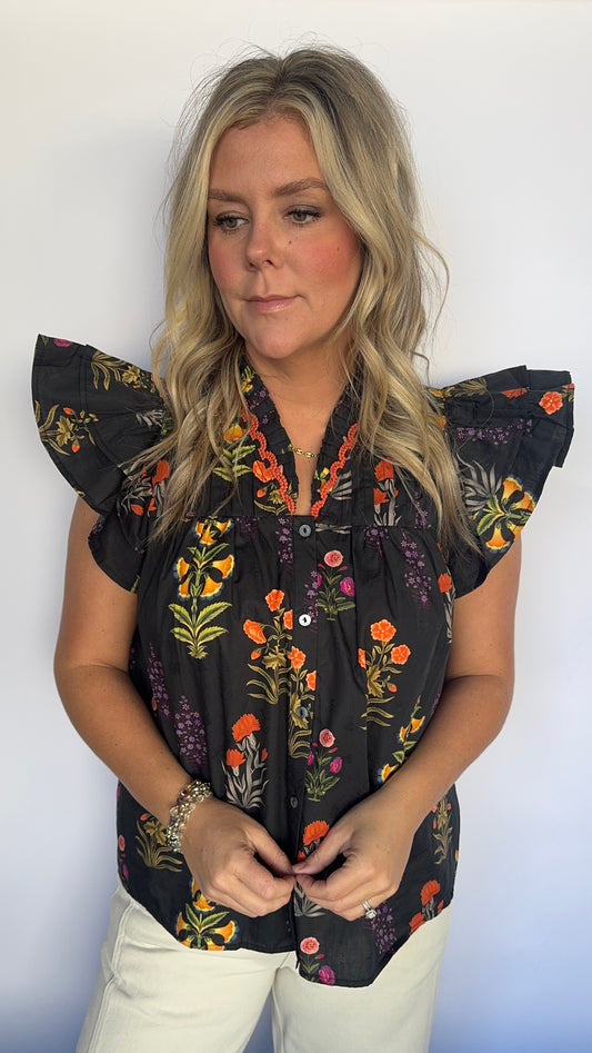 Black Floral Top