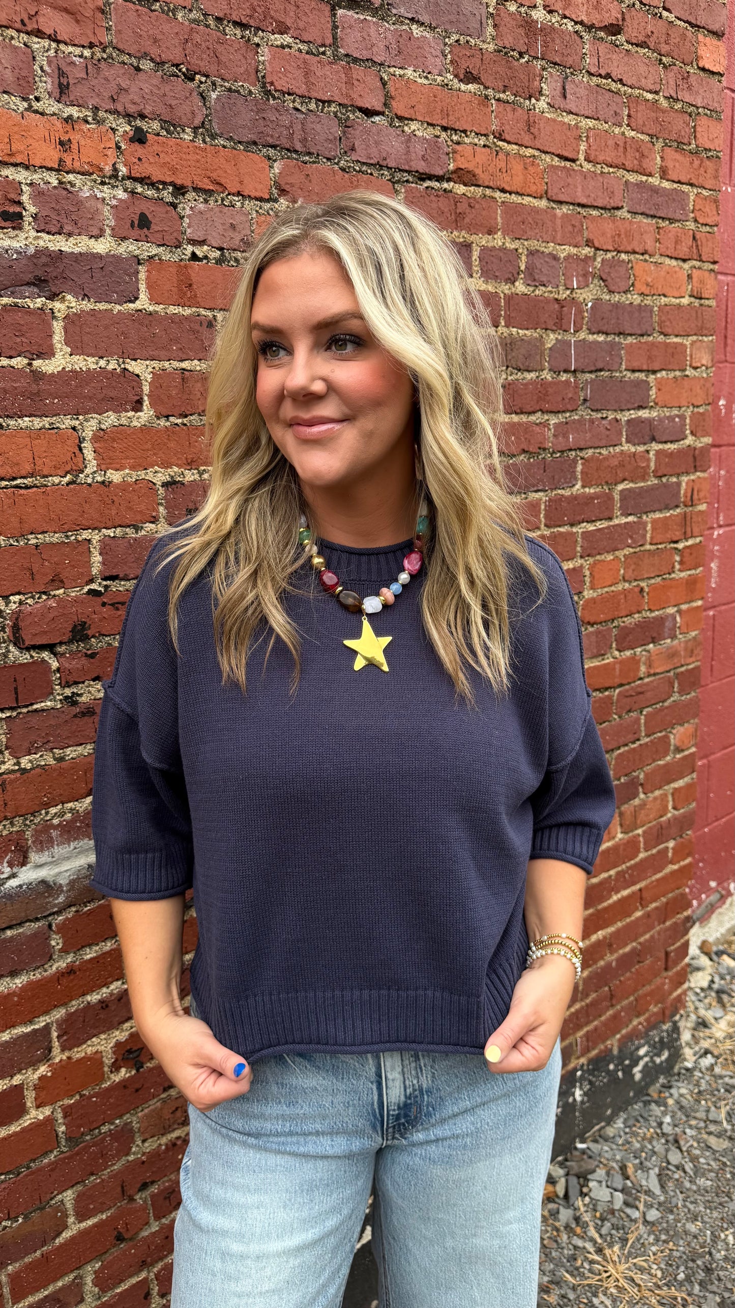 Aspen Exposed Seam Top - Navy