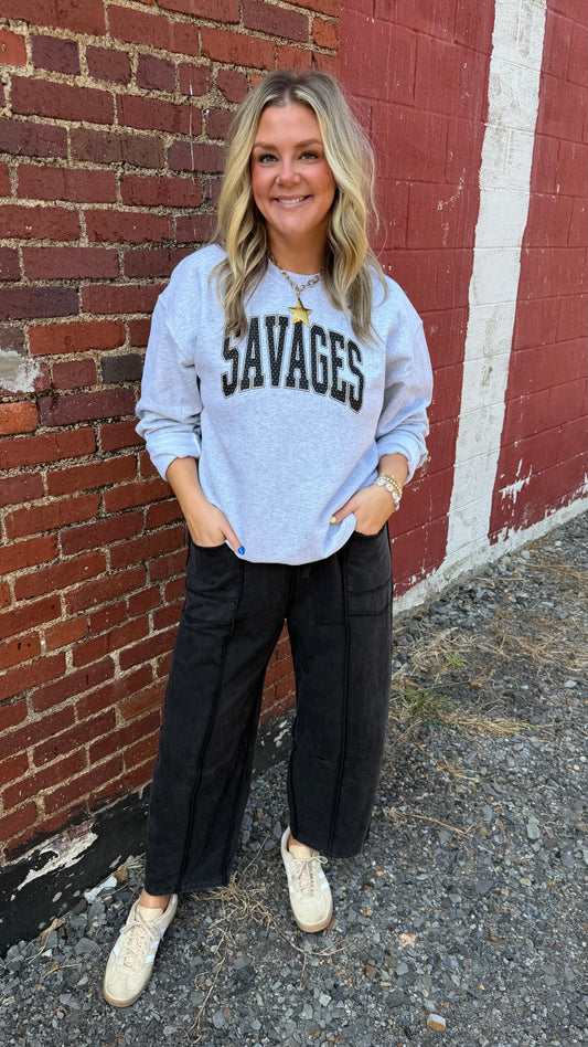 Mineral Washed Barrel Sweatpants - Black