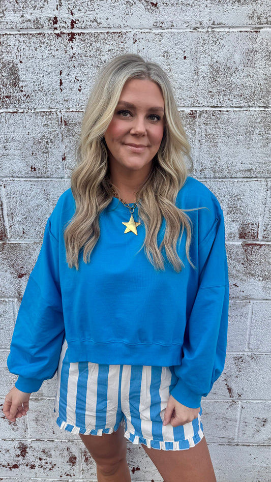 Cobalt Blue Crewneck Sweatshirt