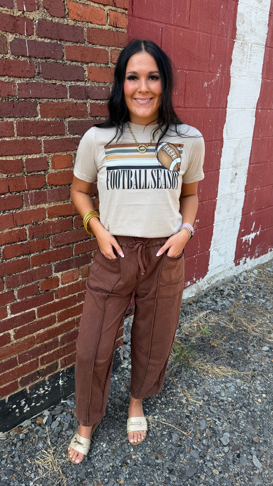 Mineral Washed Barrel Sweatpants - Brown