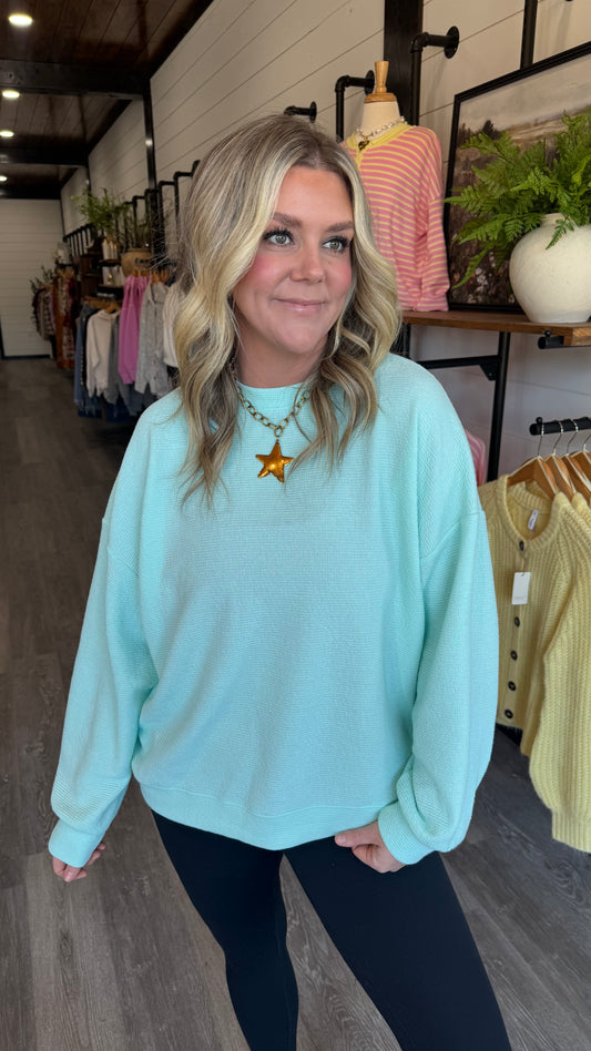 The Cori Cloudy Knit Top - Blue