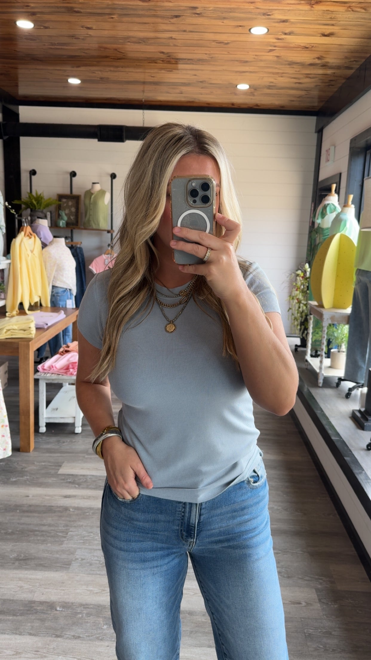 Kori Classic Ribbed Tee - Light Blue