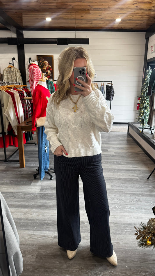 Vervet Wide Leg Striped Jean