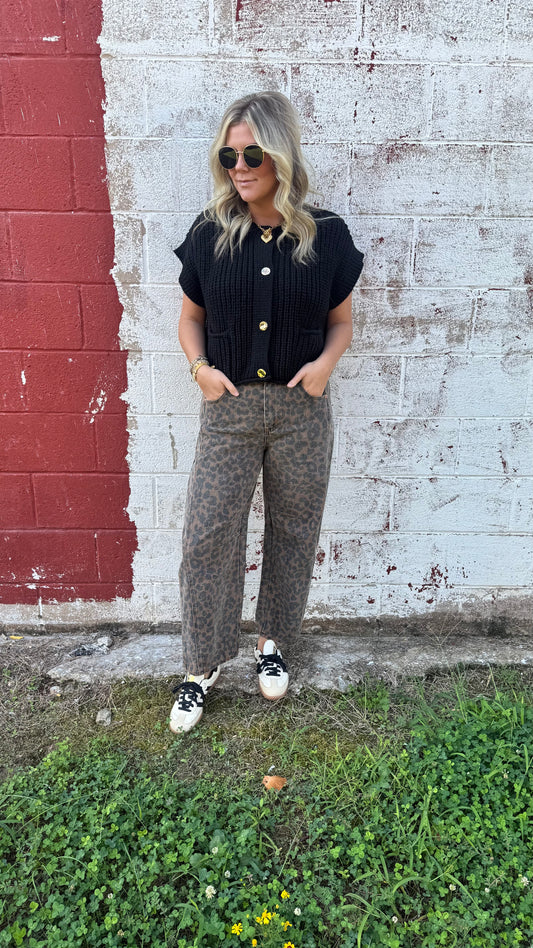 Leopard Barrell Jeans