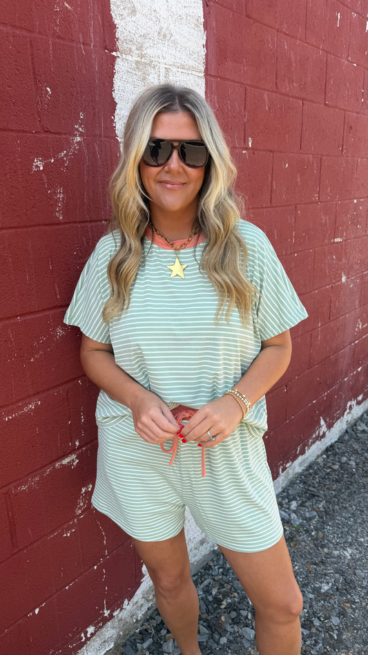 Feeling Dreamy Striped Set - Green