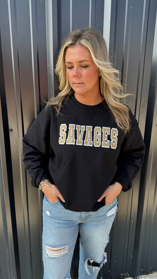 Savages Gold Glitter Sweatshirt/Black