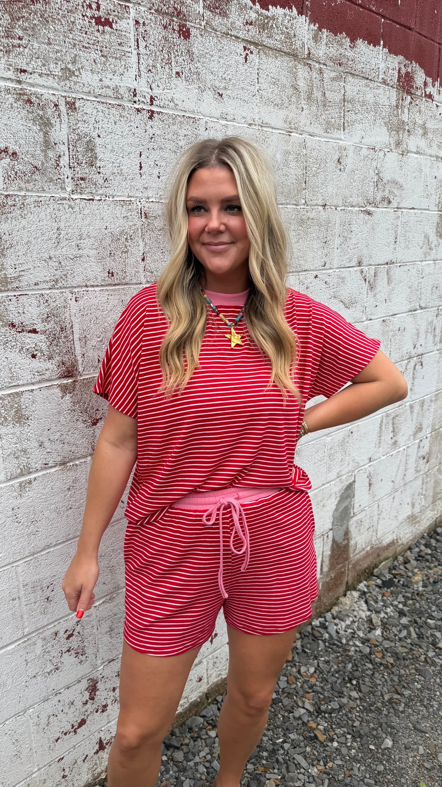 Feeling Dreamy Striped Set - Red