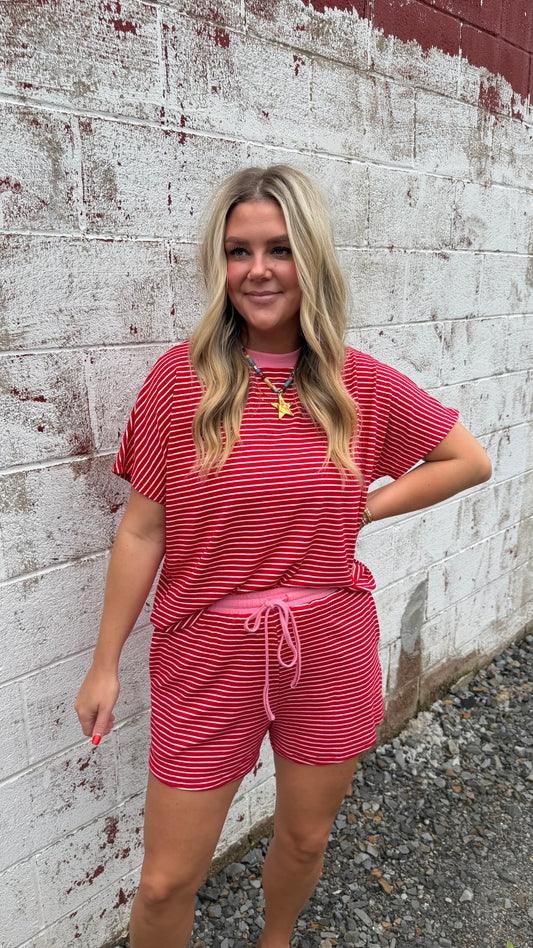 Feeling Dreamy Striped Set - Red