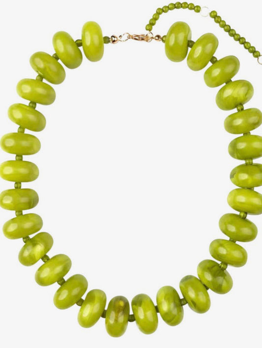 Bailey Chunky Beaded Necklace - Chartreuse