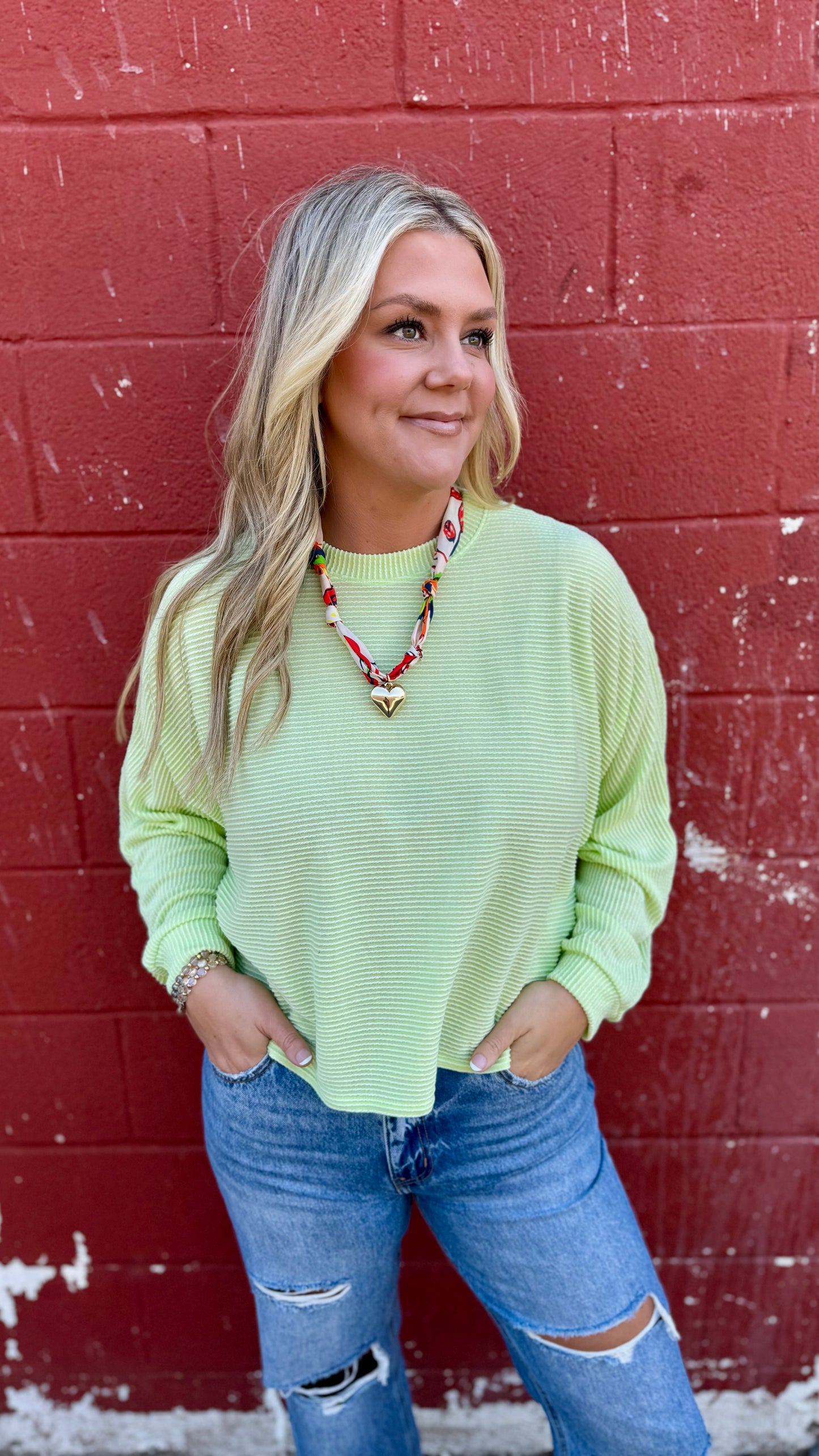 Key Lime Cropped Ribbed Top