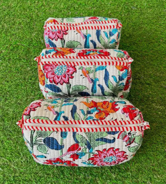 Multicolored Floral Cosmetic Bag