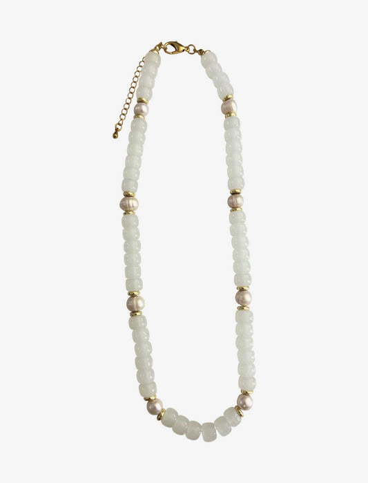 Victory Beaded Pearl Necklace - White