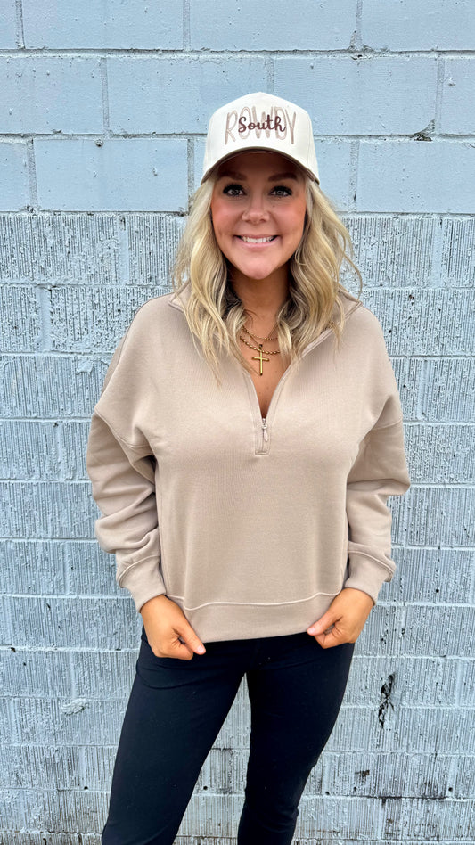 Fleece Half Zip Pullover - Ash Mocha