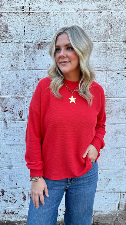 Tori Textured Top - Red