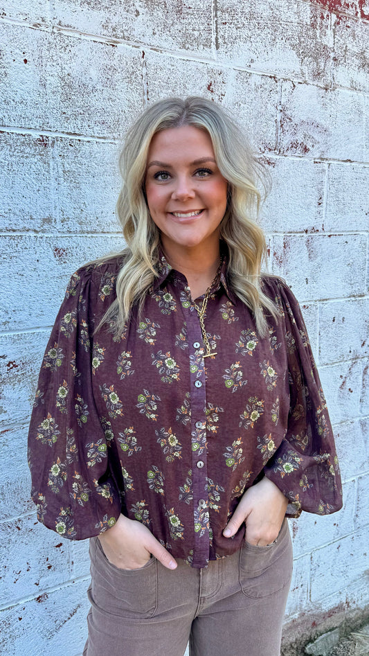 Fall Floral Blouse