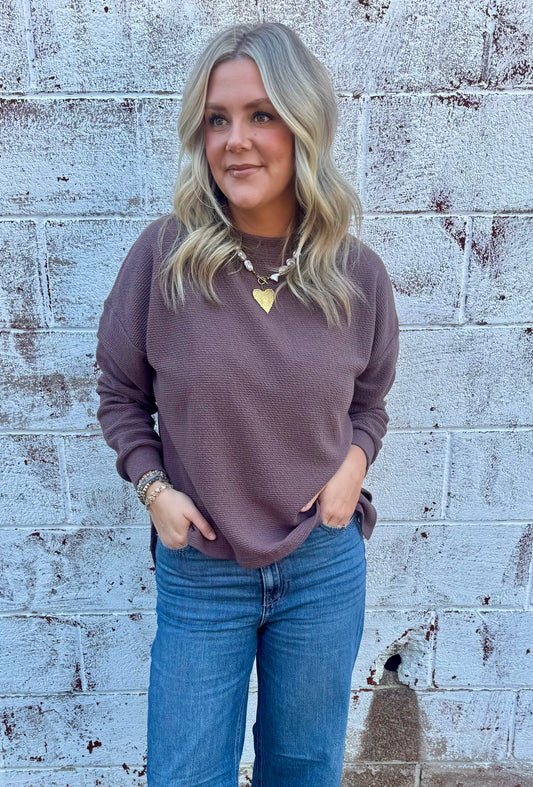 Tori Textured Top - Brown