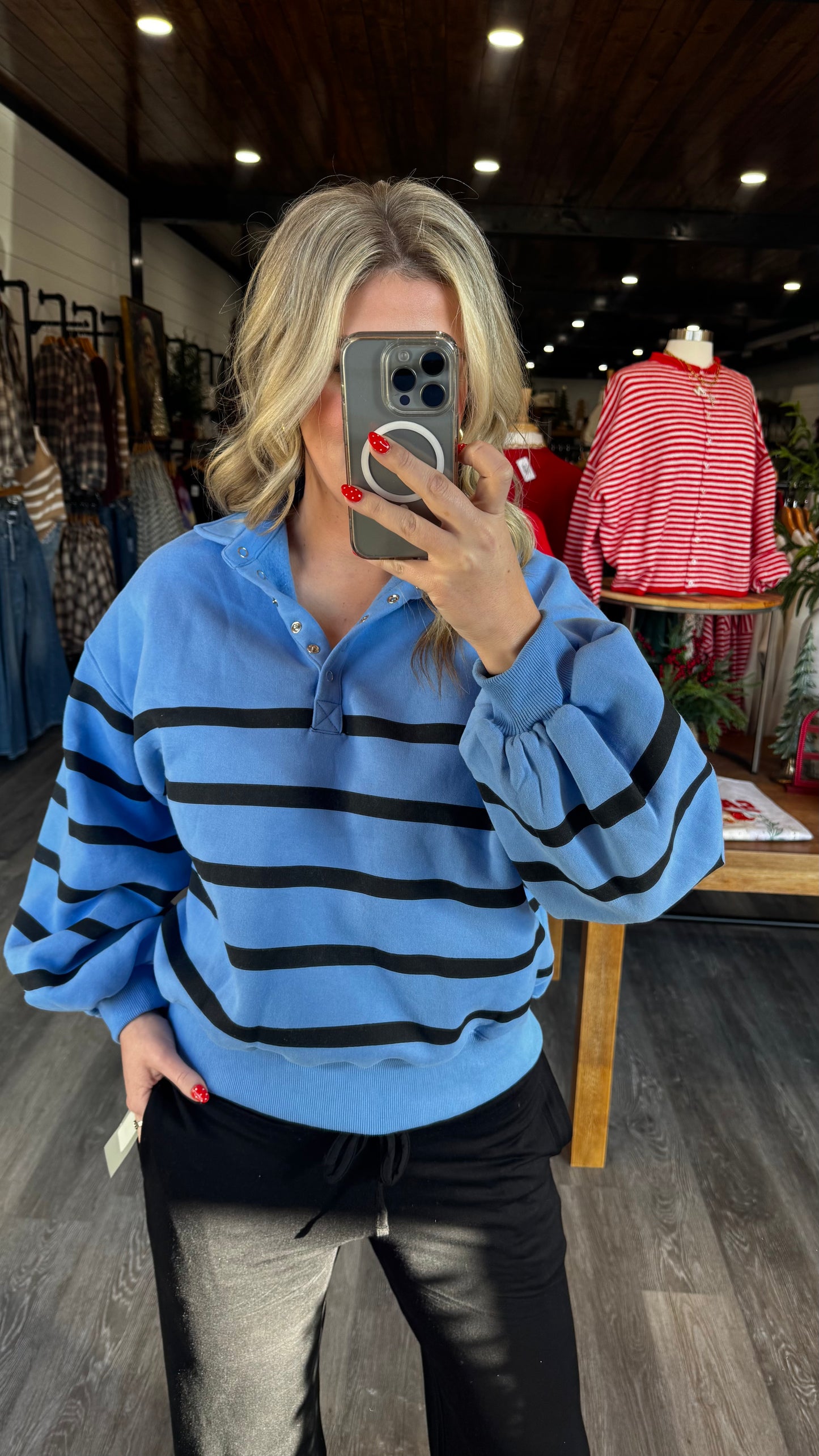 Addison Pullover - Blue/Black