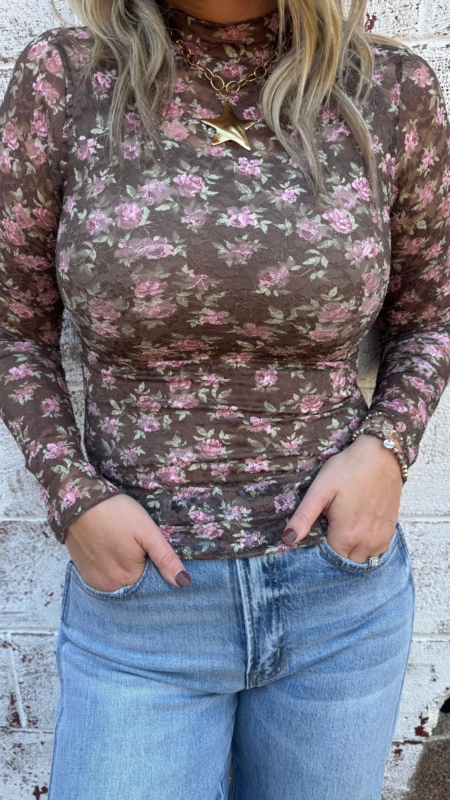 Chocolate Floral Lace Top