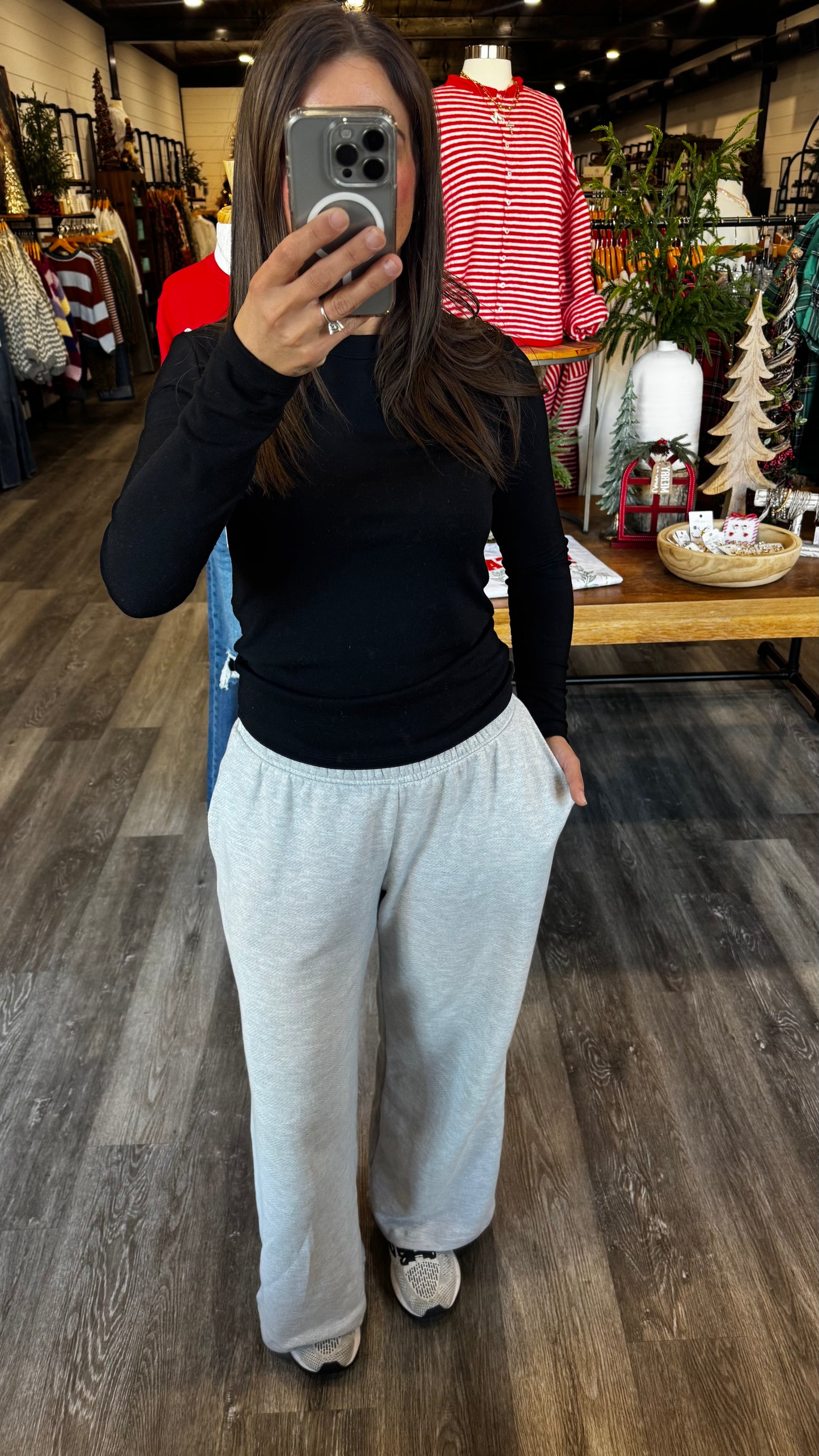Blaire Banded Sweatpants - Heather Grey
