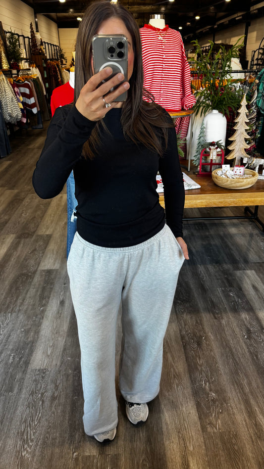 Blaire Banded Sweatpants - Heather Grey