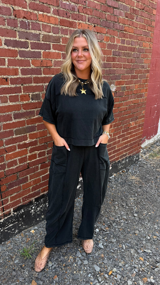 Black Mineral Washed Set