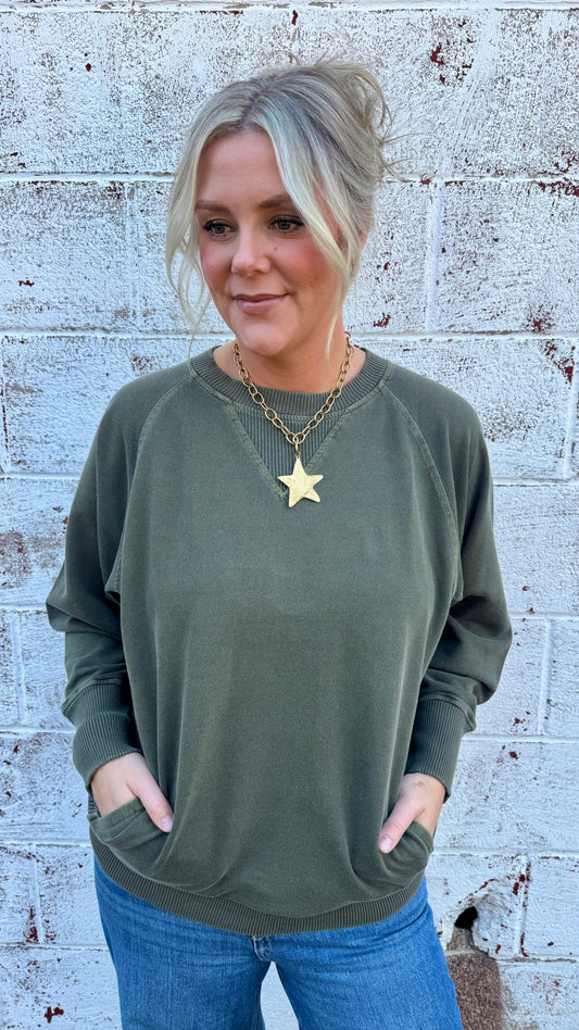 Laney Pullover with Pockets - Olive