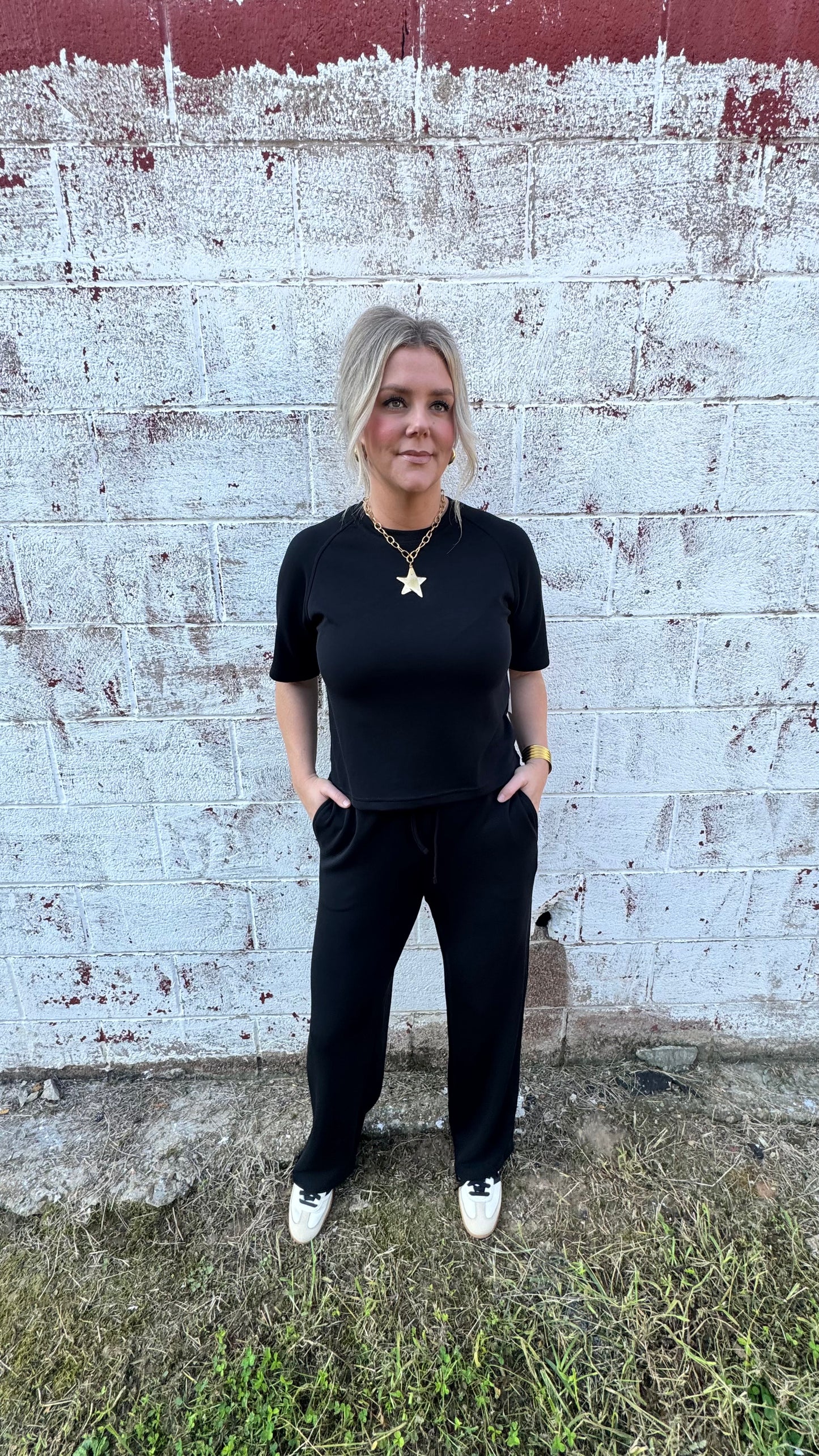 Mono B Wide Leg Pant - Black