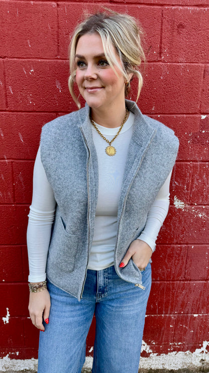 Melinda Mock Neck Vest - Grey