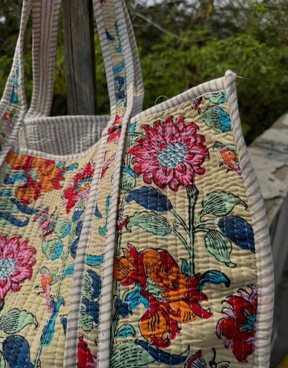 Multicolored Floral Quilted Tote