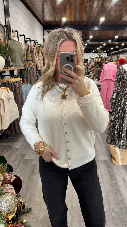 Snowy Crew Neck Cardigan