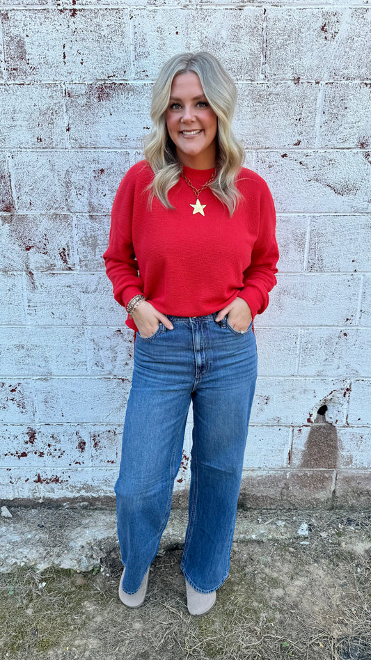 Tori Textured Top - Red