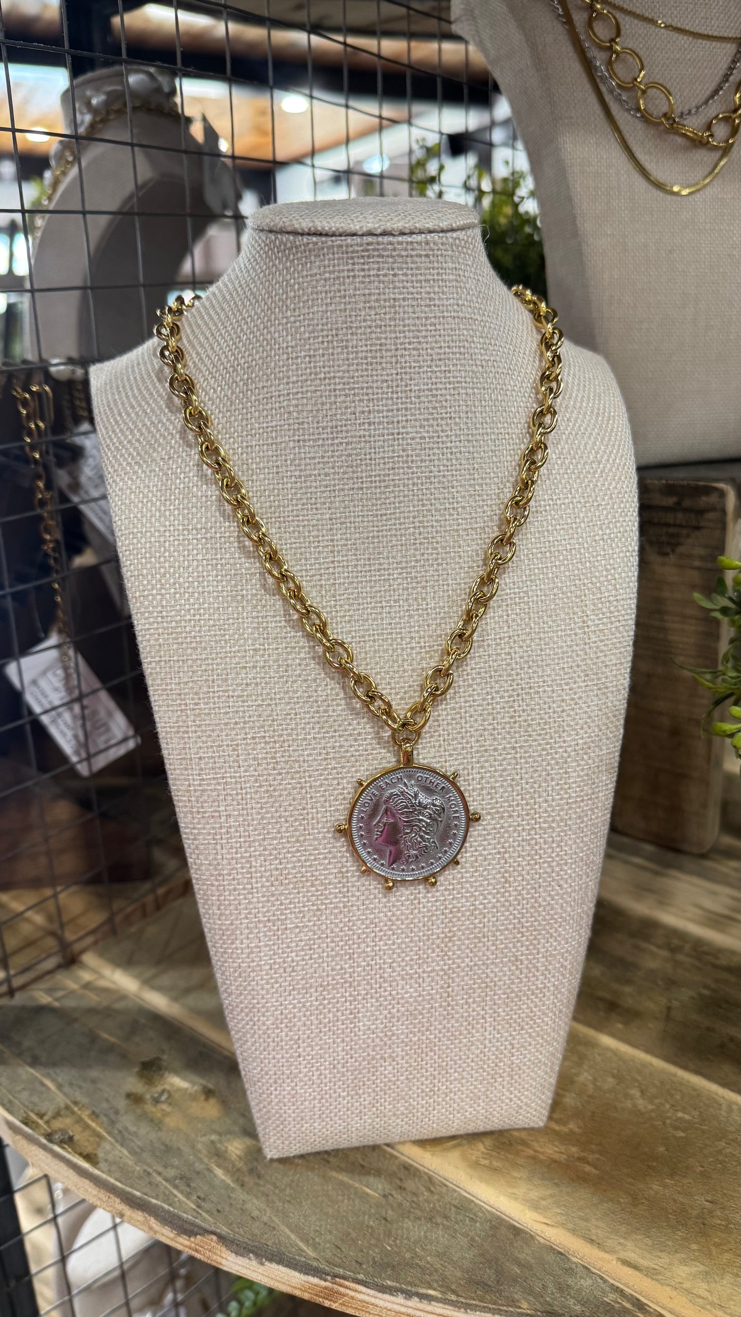 Two Toned Coin Necklace