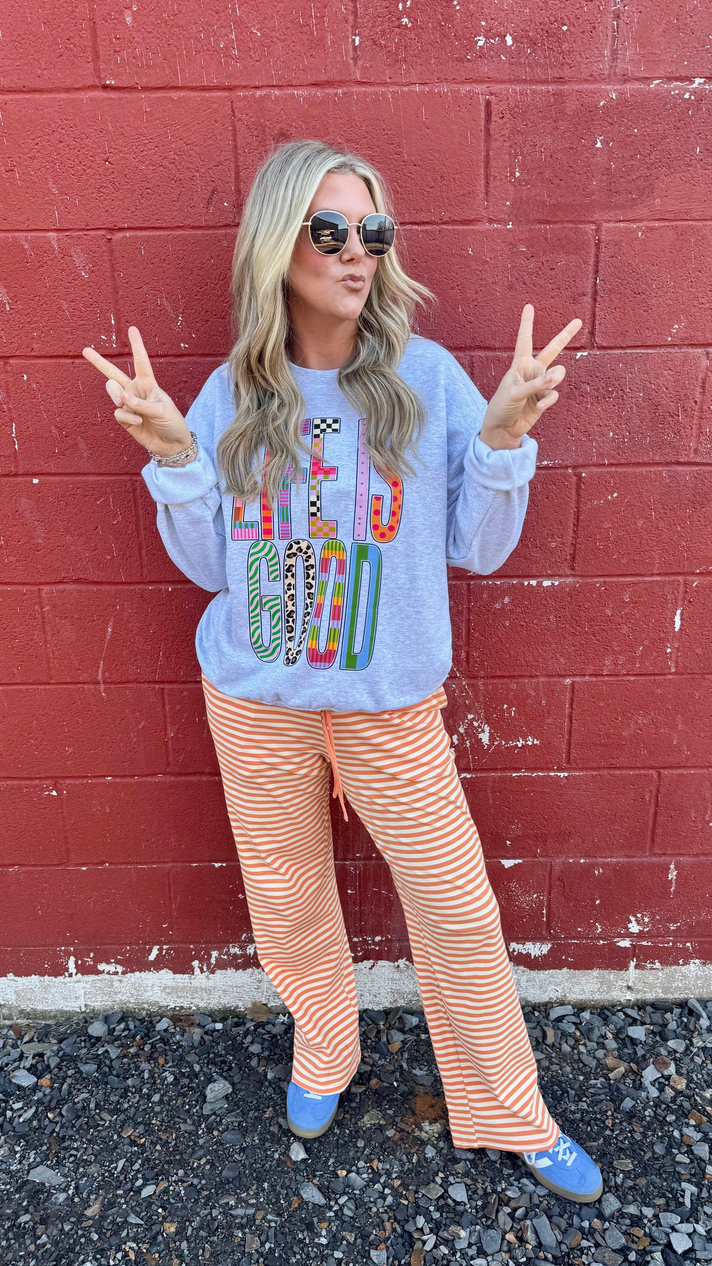 Tangerine Striped Pants